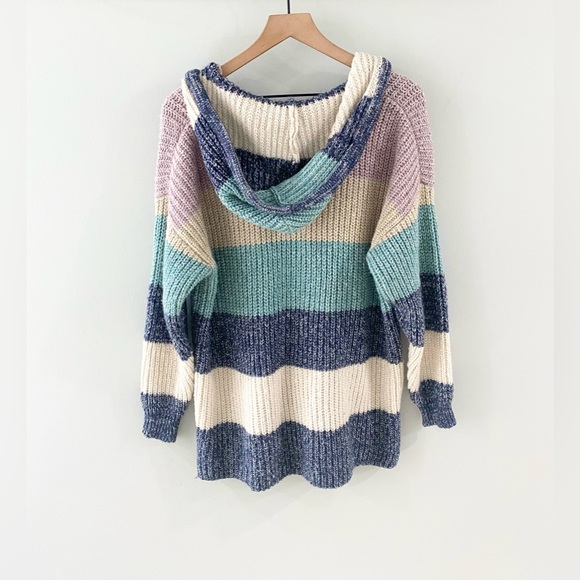 C&C California Striped Hooded Sweater Multicolor Size 1X - Picture 6 of 6